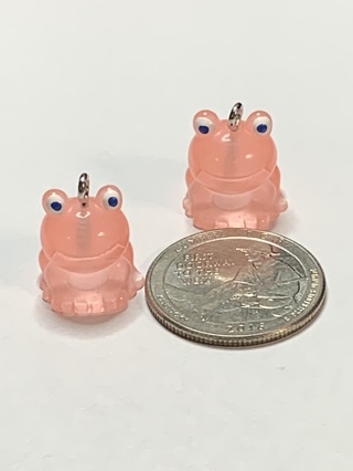 FROGS~#3~LIGHT PINK~SET OF 2 FROGS~CHARMS AND GLOW IN THE DARK~FREE SHIPPING!