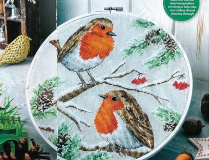  NEW~CROSS STITCH PATTERN~SENT FROM ABOVES~BEAUTIFUL ROBIN HOOPED MEMORIAL DESIGN~FREE SHIP 
