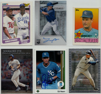 2 Kansas City Royals autographs + 4 bonus cards