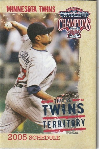 Minnesota Twins 2005 MLB pocket schedule - Johan Santana