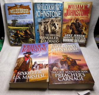 5 books -William W Johnstone Western books Plus Wilderness #25