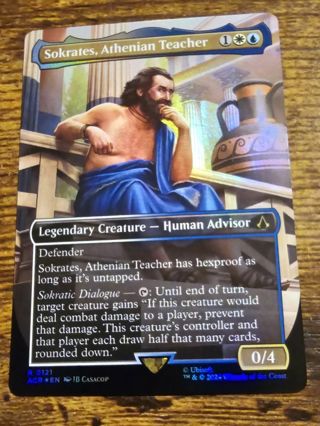 Magic the gathering mtg Sokrates Athenian Teacher Borderless foil rare card Assassins Creed