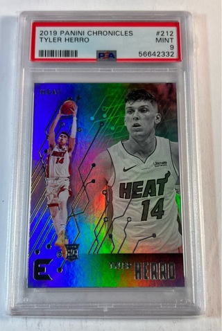 2019 Panini Chronicles Tyler Herro Bronze Rookie Card RC #212 PSA 9 Mint Heat