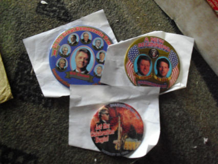 Lot of 3 Vintage 1993 President Bill Clinton Inauguration Day Pins