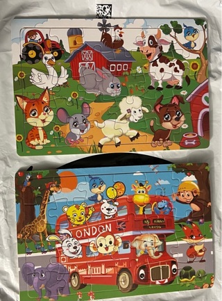 Brand New: Two Colorful, Wooden, 30 Piece, Animal Jigsaw Puzzles. Ages 3+!!