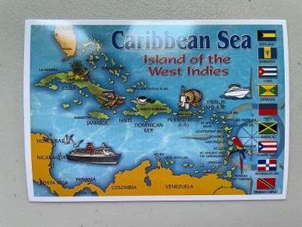 Caribbean Islands Map Postcard