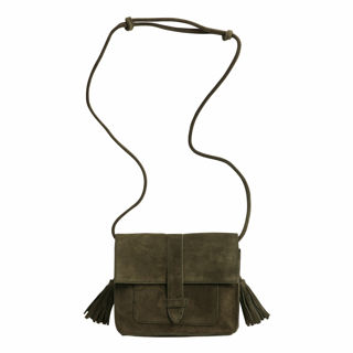 Olive Green Genuine Suede Tassel Crossbody Bag