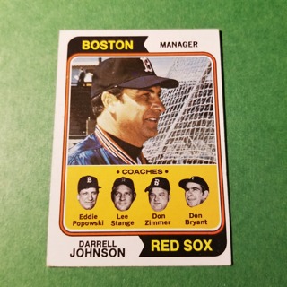 1974 - TOPPS EXMT - NRMT BASEBALL - CARD NO - 403 - DARRELL JOHNSON MGR.   - RED SOX