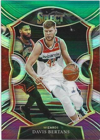 2020-21 SELECT DAVIS BERTANS GREEN WHITE & PURPLE REFRACTOR CARD