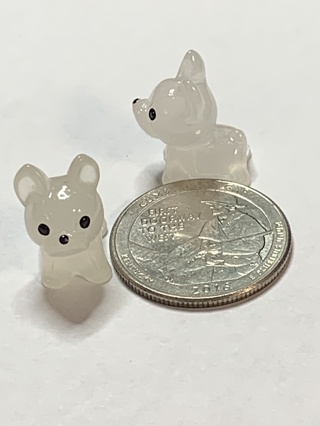 DOGS~#1~WHITE~MINIS~SET OF 2 DOGS~GLOW IN THE DARK~FREE SHIPPING!