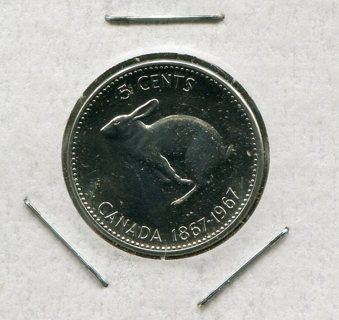 1967 Canada 5 Cents-Brilliant Uncirculated