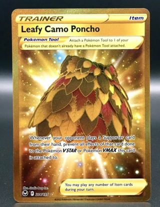 NM Gold Secret Rare Leafy Camo Poncho Pokemon card