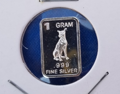 .999 pure fine ☆Silver☆ gram art bar Collectable  ~Dog~