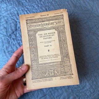 1894 antique! Riverside literature series,  number 61. “The Sir Roger De Coverly papers”