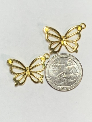 BUTTERFLY CHARMS~#10~GOLD~SET OF 2 CHARMS~SET 2~FREE SHIPPING!