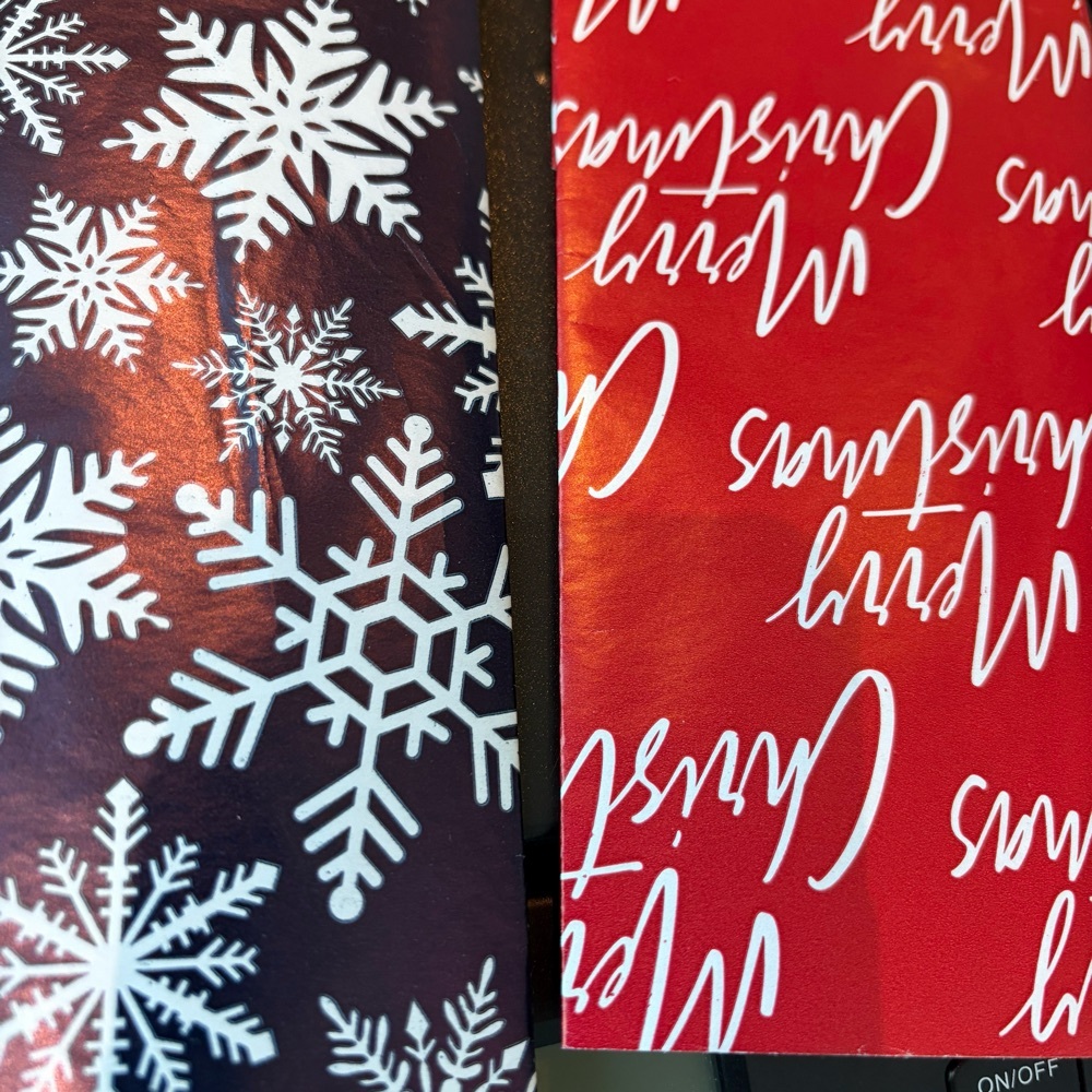 FREE: FOLDED Gift Wrap Pieces- 2- Christmas