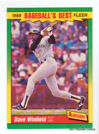 Dave Winfield, 1988 Fleer Sluggers Card #43 of 44, New York Yankees, HOFr, (LB4)