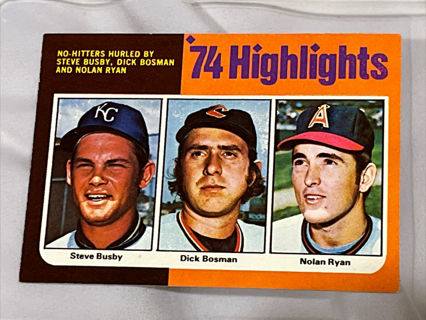 Nolan Ryan - 1975 Topps #7 '74 Highlights card - NM 