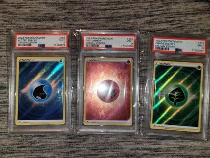 Pokemon PSA Lot. 3 crown zenith holo energy cards all PSA 9.