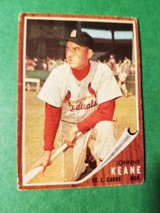 1962 - TOPPS EXMT - NRMT BASEBALL - CARD NO. - 198 - JOHNNY KEANE CARDINALS