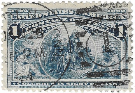 Very Old 1 Cent Columbus In Sight Of Land U.S. Postage Stamp