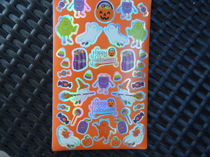 Darling sheet of  *HAPPY HALLOWEEN*  FOIL stickers--NEW