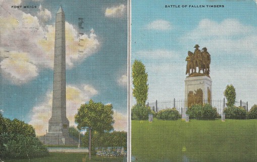 Vintage Used Postcard: b: 1948 Fort Meigs & Battle of Fallen Timbers, Toledo, OH