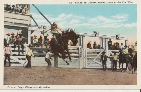 Vintage Unused Postcard: Pre Linen: Riding an Outlaw, Frontier Days, Cheyenne, WY