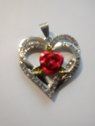 heart - rimestones - red rose - charm 