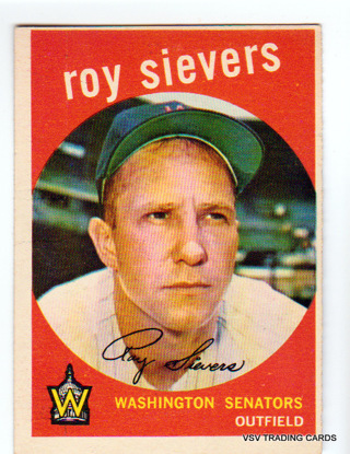 Roy Sievers, 1959 Topps Card #340, Washington Senators, (LB3)