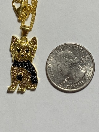 ROYAL YORKIE DOG NECKLACE WITH GOLD CHAIN~APPROX. 18" CLOSED~FREE SHIPPING!