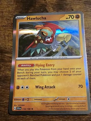 Pokemon Hawlucha holo rare card 118/198