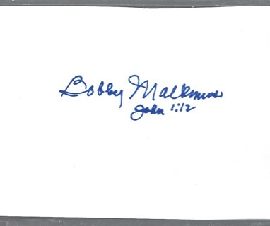 Bobby Malkmus Signed Auto Autographed 3x4 Index Card Phillies Senators Braves