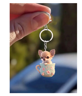 1pc Cute Chihuahua Teacup Dog Keychain