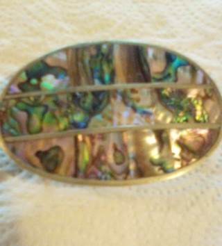 Belt buckle, Abalone ,Alpaca Mexico