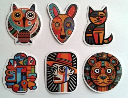 Six Picasso Style Vinyl Stickers #5