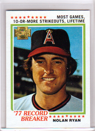 Nolan Ryan, 2001 Topps 1977 Archives Baseball Card #6, California Angels, HOFr, (L4