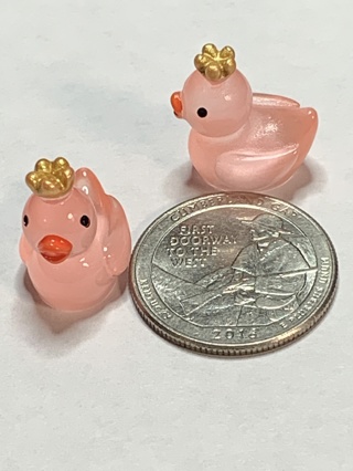 CROWN DUCKS~#9~LIGHT PINK~SET OF 2 DUCKS~GLOW IN THE DARK~FREE SHIPPING!