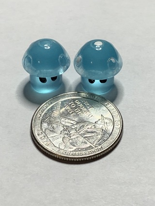 MUSHROOMS~#2~BLUE~SET OF 2~GLOW IN THE DARK~FREE SHIPPING!