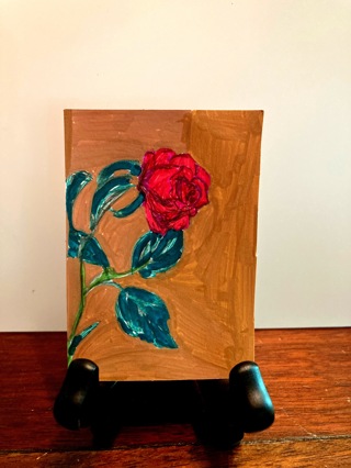  Original ACEO "Standing Alone" Rose Miniature Art Card Signed