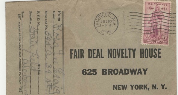 #777, 1936, 3c Stamp on Envelope, used