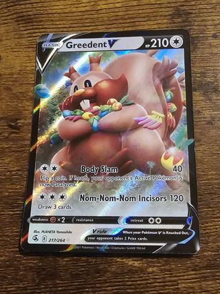 Pokemon Greedent V 217/264 holo rare card