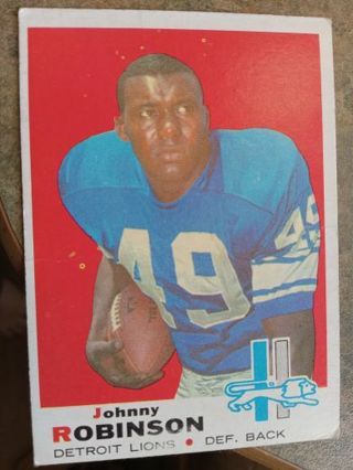 1969 T.C.G. JOHNNY ROBINSON DETROIT LIONS FOOTBALL CARD# 145