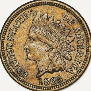 1863 Indian Head Cent,  Used, Insured, Gettysburg Battle Year, Refundable. Ships FREE 