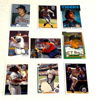 Tigers-9 Card Lot-Gibson,Fielder,Anderson,Moore,Shelby