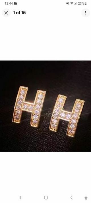 18kt plated letter H earrings nip