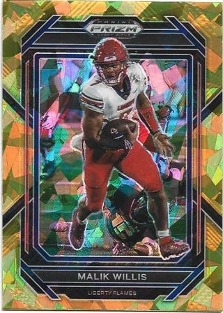 2023 PRIZM DRAFT PICKS MALIK WILLIS GOLD CRACKED ICE PRIZM REFRACTOR CARD