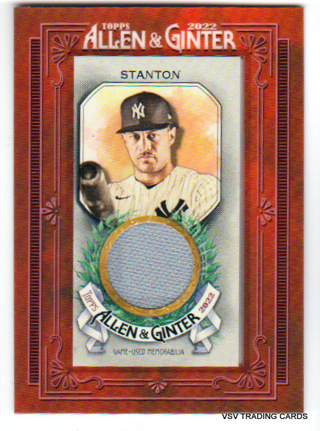 Giancarlo Stanton, 2022 Topps Allen & Ginter Framed Mini RELIC Card #MFR-GS, New York Yankees, (LB3)