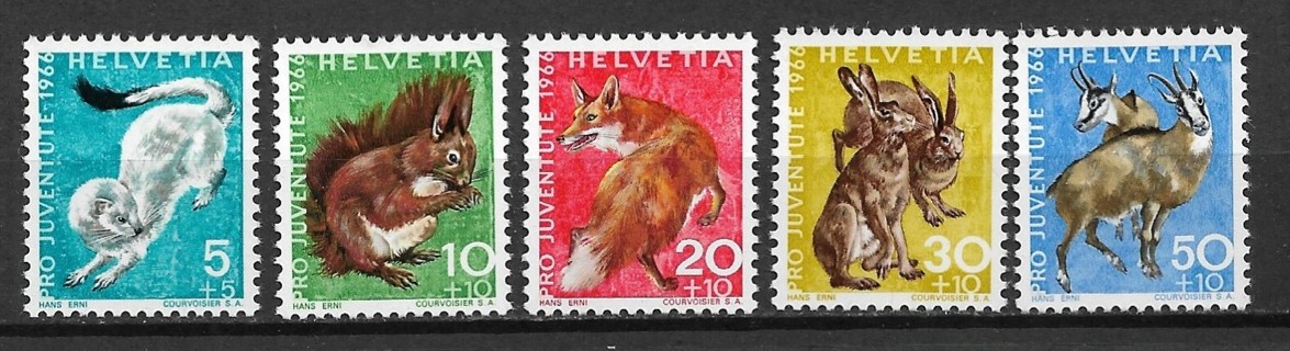 1966 Switzerland Sc360-4 complete Pro Jeventute set of 5 MNH