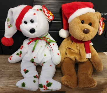 NEW - TY Beanie Bear Babies - "1997 Teddy" & "1998 Holiday Teddy"